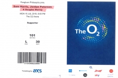 Ticket for the O2 Arena with Sam Harris, Jordan Peterson and Douglas Murray