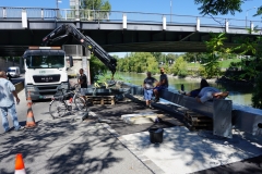 2003.stb  Vormontage Hauptträger mit Fischbauch-Stützen