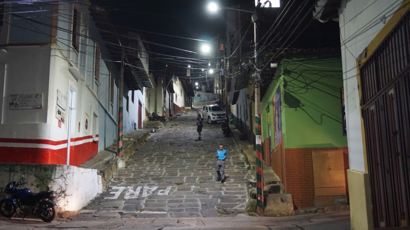 near the Hostal Isla Señorial at night