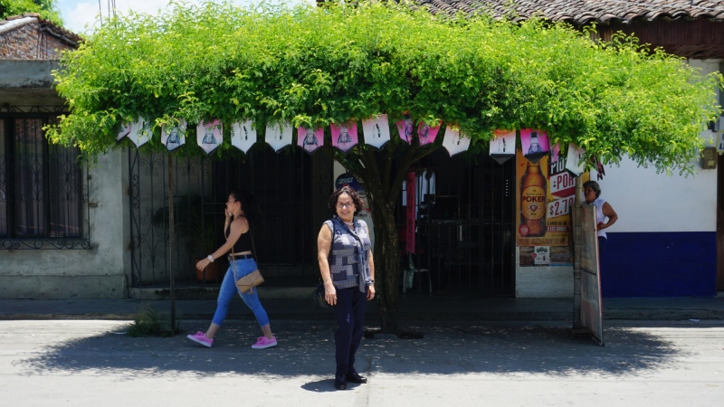 in front of their former house