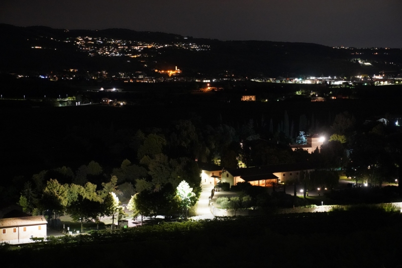 Nightview of Villa Giona from Castelrotto hill