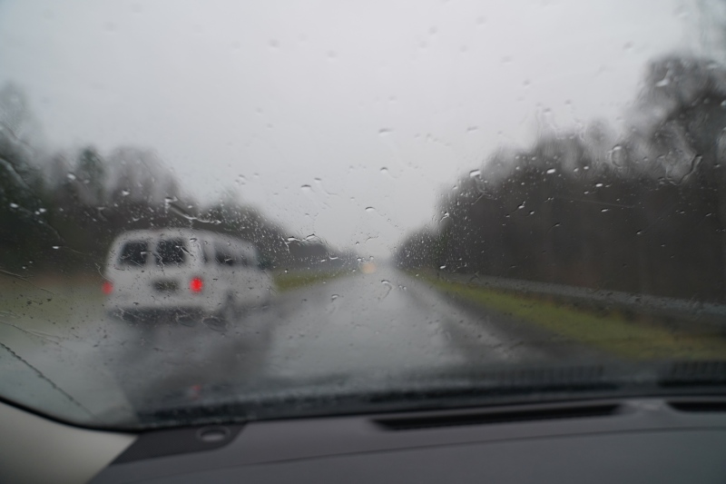 Rain too heavy, windscreen wipers too slow, shit