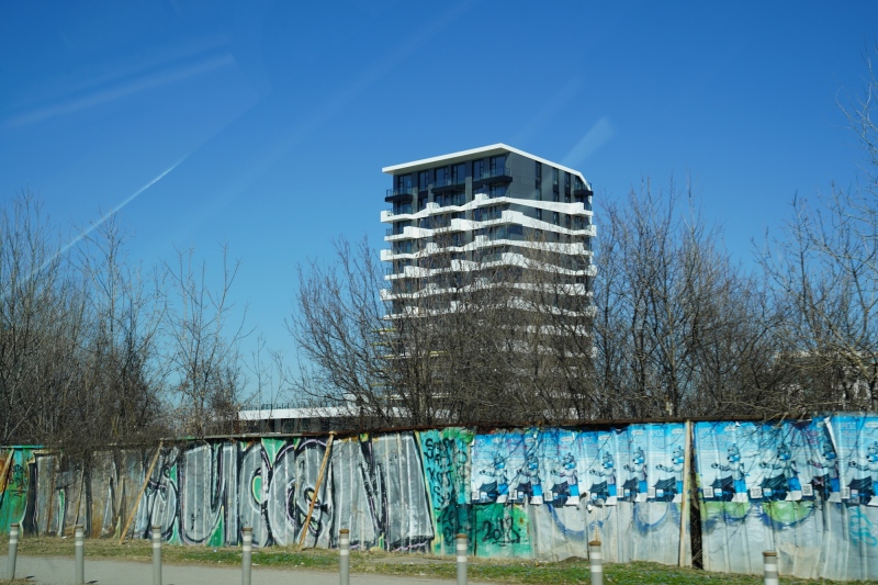 Ugly modern architecture plus Grafitti, as almost everywhere