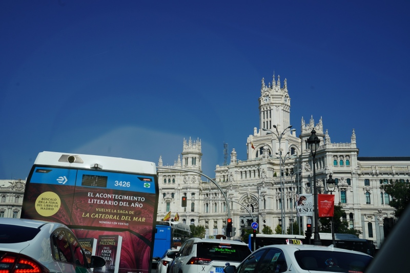 Traffic jam in front of Centro Cibeles de Cultura