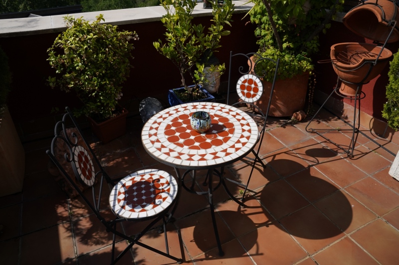 too hot outside on terrace No. 1