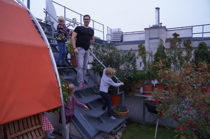 Boys retourning from the roof top