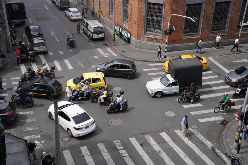 Tráfico en el centro de Medellín