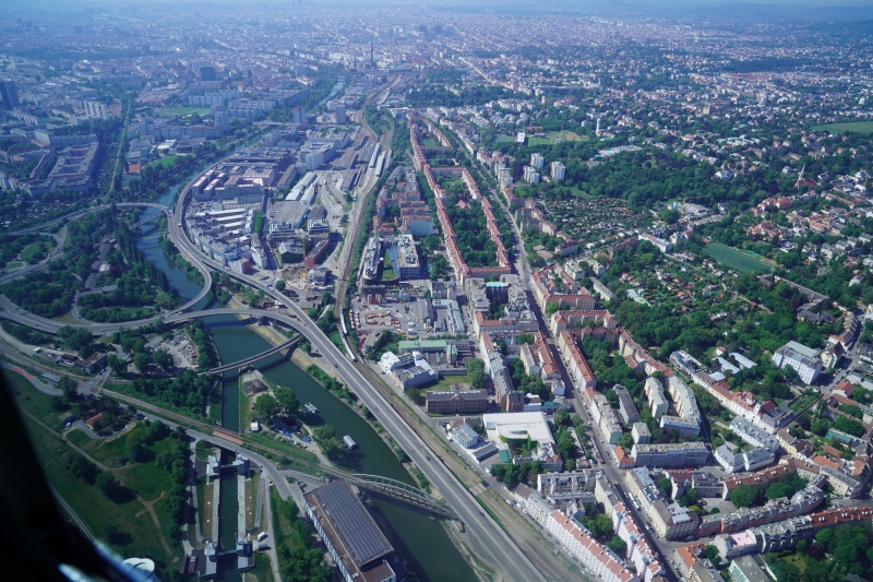 Danube Channel which passes by the old center of Vienna ( today 1st District )