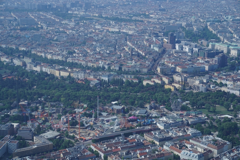 On the right the famous Riesenrad, erected in 1890 for the World-Expo