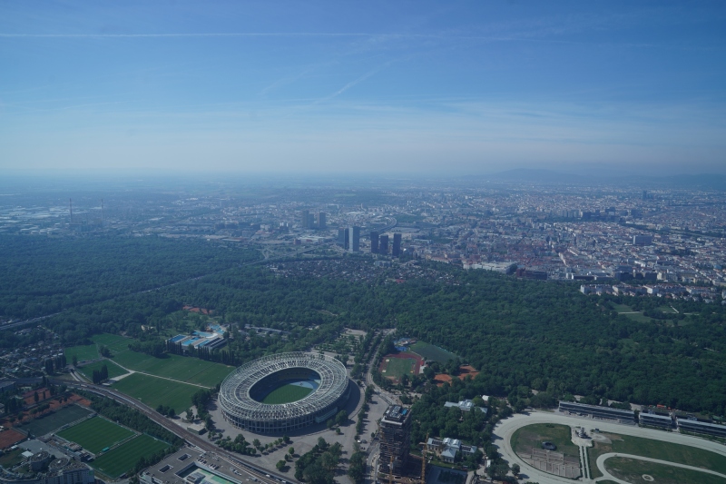 Football-Stadium and Prater, in the back the (ugly) Triple-Towers