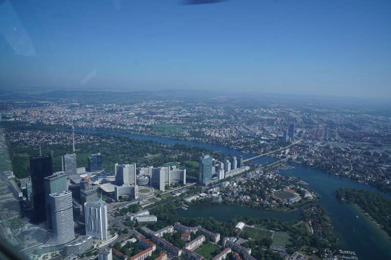 High-rise zone Trans-Danubia ( sadly still lacking a gorgeous Trump-Tower ) with "Alte Donau" lake