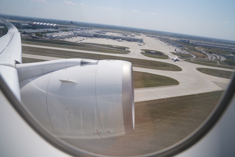 Over Munich Airport heading for CLT