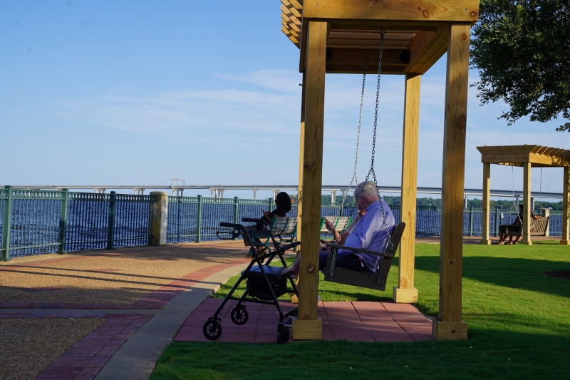 Old couple, enjoying Sunday at the Waterfront