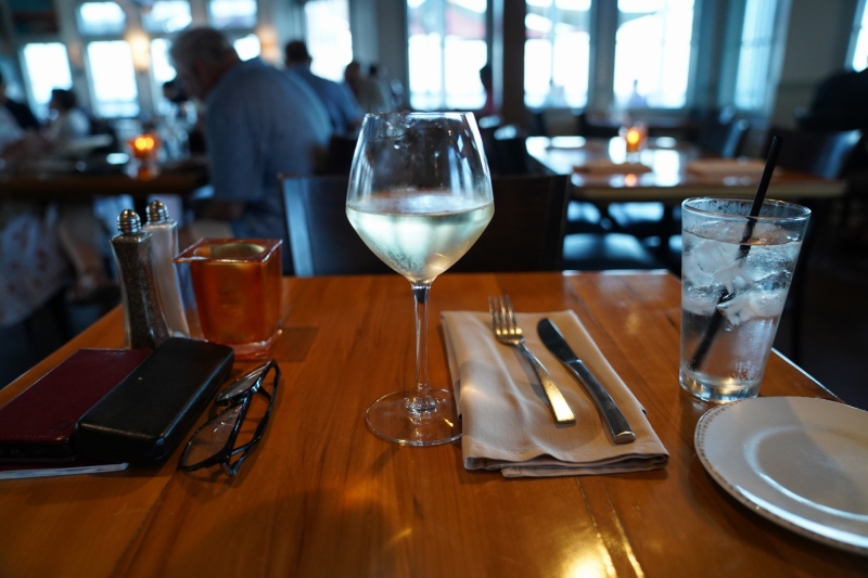 Waiting for my Fish & Chips with Pinot Gris, of course