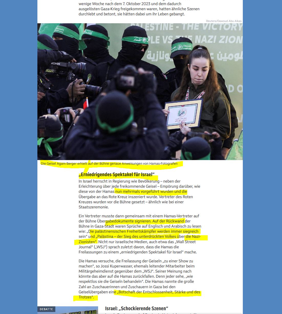 2025-01-31  ah, der Hamas-Abschaum wieder uniformiert, die sog. Kämpfer müssen sich nicht mehr hinter Zivilisten verstecken