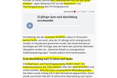 2025-07-12  sicher vor unmenschlicher Behandlung ist der syr. Straftäter überhaupt nur in Österreich, so Fink, der Deserteursberater